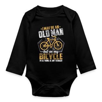 Retraité vélo âge drôle - Body Bébé bio manches longues - noir - Devant