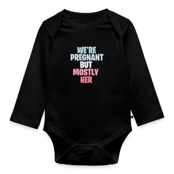 Cadeau de grossesse bébé bébé enceinte - Body Bébé bio manches longues - noir - Devant