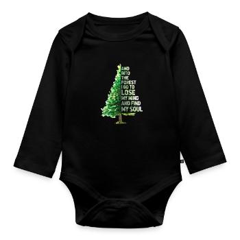 Forest Camping Tree Fir Nature Gift - Organic Longsleeve Baby Bodysuit - black - Front