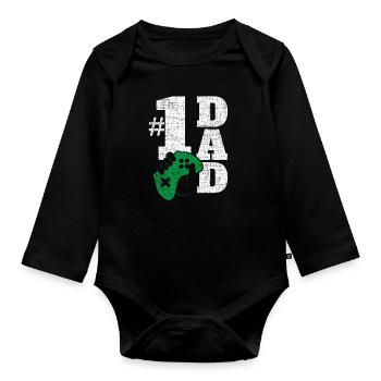 Number 1 Dad Gamer - Baby Bio-Langarm-Body - Schwarz - Vorne