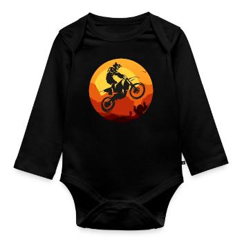 Motocross - Baby Bio-Langarm-Body - Schwarz - Vorne