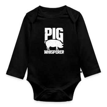 Schwein Schweine Sau Schweinchen Schweinefleisch - Baby Bio-Langarm-Body - Schwarz - Vorne