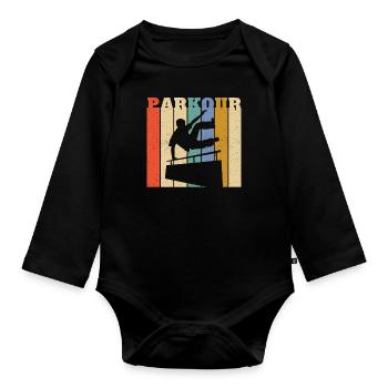 Parkour urbain de style en détresse - Body Bébé bio manches longues - noir - Devant