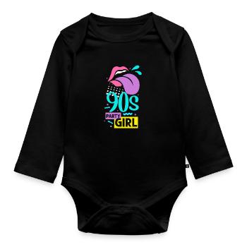 90s - Organic Longsleeve Baby Bodysuit - black - Front