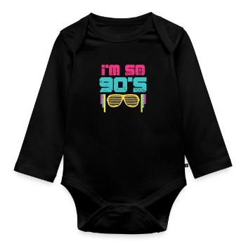 90s Sunglasses 90s Party Retro Gift - Organic Longsleeve Baby Bodysuit - black - Front
