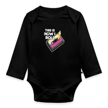 90s - Organic Longsleeve Baby Bodysuit - black - Front