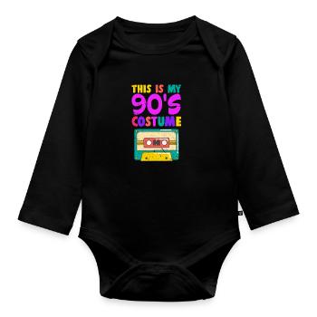 90s 90s cassette party theme party gift - Organic Longsleeve Baby Bodysuit - black - Front