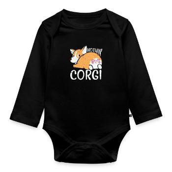 Corgi Dog Welsh Corgi Pembroke Wales Gift - Organic Longsleeve Baby Bodysuit - black - Front