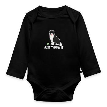Border collie - Organic Longsleeve Baby Bodysuit - black - Front