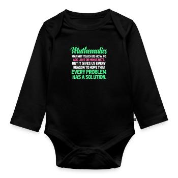 Math Math Teacher Algebra School Pi Gift - Organic Longsleeve Baby Bodysuit - black - Front