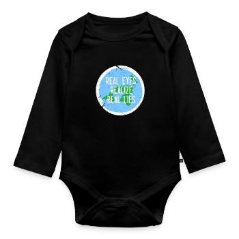 Flat Earth Flat Earth Conspiracy Gift - Organic Longsleeve Baby Bodysuit - black - Front
