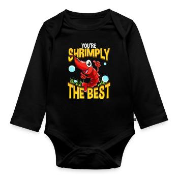 Cute & Funny vous êtes Shrimply le meilleur Pun Pun Shrimp - Body Bébé bio manches longues - noir - Devant