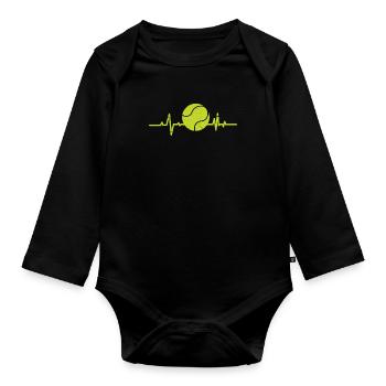 Tennis Battement de coeur Coeur Cadeau balle de tennis - Body Bébé bio manches longues - noir - Devant