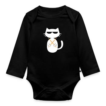 Drums Cat Drummer Pet Drummer - Body Bébé bio manches longues - noir - Devant