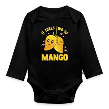 Mango Funny Fruit Tango Pun braucht zwei - Baby Bio-Langarm-Body - Schwarz - Vorne