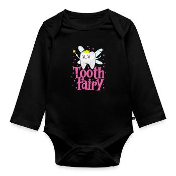 Zahn Fee - Baby Bio-Langarm-Body - Schwarz - Vorne