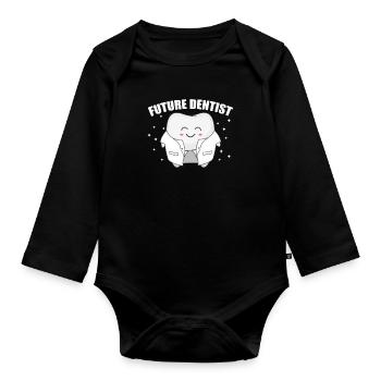 Zahnarzt - Baby Bio-Langarm-Body - Schwarz - Vorne