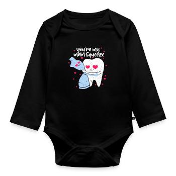 Dentiste Dentiste Dentiste Dents Cadeau Dentiste - Body Bébé bio manches longues - noir - Devant