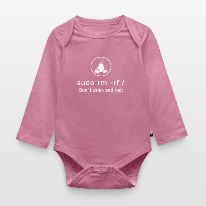 Linux Admin Programmer sudo rm rf / Organic Longsleeve Baby Bodysuit