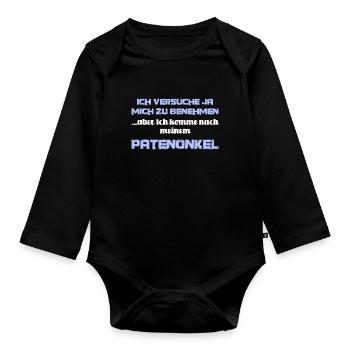 Patenonkel Patentante Patenkind Taufpate Taufpatin - Baby Bio-Langarm-Body - Schwarz - Vorne