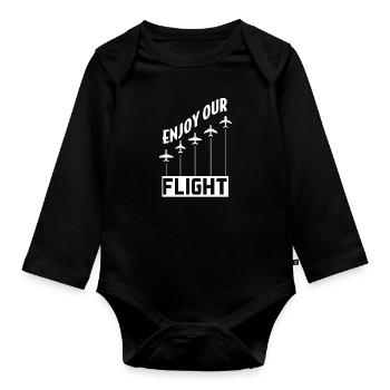 Airline Pilot Aircraft - Organic Longsleeve Baby Bodysuit - black - Front
