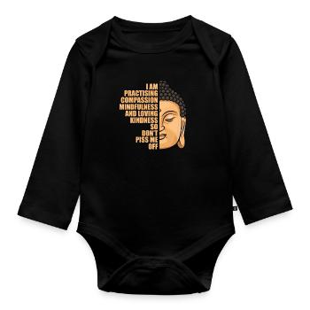 Bouddha - Body Bébé bio manches longues - noir - Devant