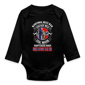 Angeln Norwegen - Baby Bio-Langarm-Body - Schwarz - Vorne