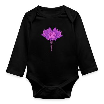 Namste Lotus Lotusblume Yoga Meditation Geschenk - Baby Bio-Langarm-Body - Schwarz - Vorne
