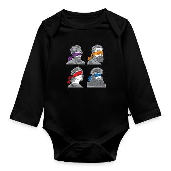 Leonardo Donatello Michelangelo Raphael Geschenk - Baby Bio-Langarm-Body - Schwarz - Vorne