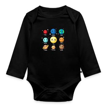 Planeten - Baby Bio-Langarm-Body - Schwarz - Vorne