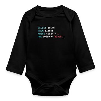 Programmer Database Funny SQL Query - Organic Longsleeve Baby Bodysuit - black - Front