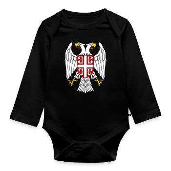 Serbischer Adler - Baby Bio-Langarm-Body - Schwarz - Vorne