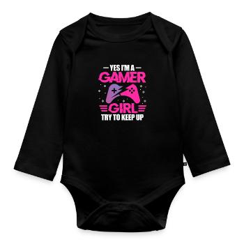 Gamer Girl - Baby Bio-Langarm-Body - Schwarz - Vorne
