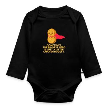Chicken Nuggets Nugget Fast Food Geschenk - Baby Bio-Langarm-Body - Schwarz - Vorne