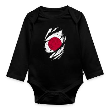 Drapeau du japon - Body Bébé bio manches longues - noir - Devant