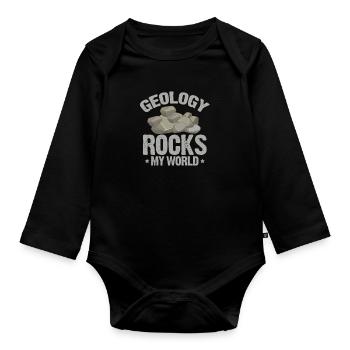 Geologie Geologe Geologin Gestein Steine Geschenk - Baby Bio-Langarm-Body - Schwarz - Vorne