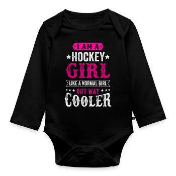 Hockey girl hockey girl woman child gift - Organic Longsleeve Baby Bodysuit - black - Front