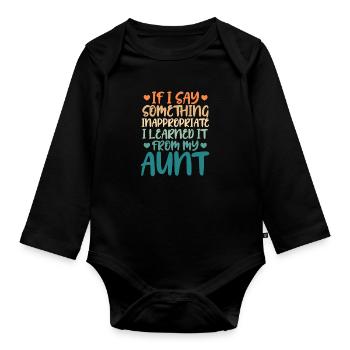 Aunt niece nephew - Organic Longsleeve Baby Bodysuit - black - Front