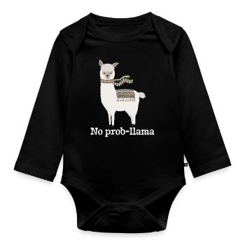 No Prob Llama - Baby Bio-Langarm-Body - Schwarz - Vorne
