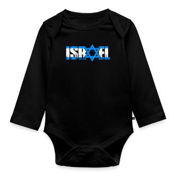 Israël fan - Body Bébé bio manches longues - noir - Devant