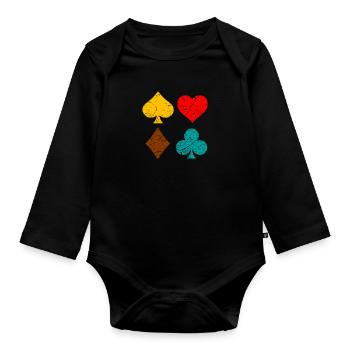Kartenspiel - Baby Bio-Langarm-Body - Schwarz - Vorne