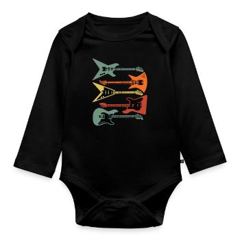 Retro Electric Guitars Vintage Style - Organic Longsleeve Baby Bodysuit - black - Front