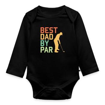 Bester Vater von Par - Golfer - Golfen - Baby Bio-Langarm-Body - Schwarz - Vorne