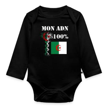 My 100% Algerian DNA - Organic Longsleeve Baby Bodysuit - black - Front