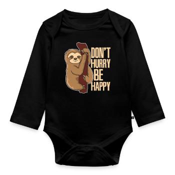 Faultiere haben es nicht eilig Faultier - Baby Bio-Langarm-Body - Schwarz - Vorne