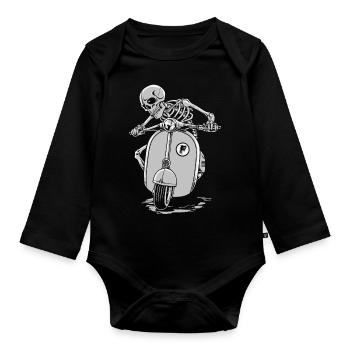 Moto Skull - Body Bébé bio manches longues - noir - Devant