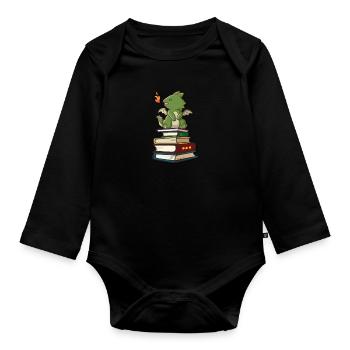 Kawaii Drache - Baby Bio-Langarm-Body - Schwarz - Vorne
