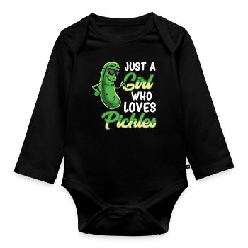 Just A Girl Who Loves Pickles Pickle Girl - Organic Longsleeve Baby Bodysuit - black - Front