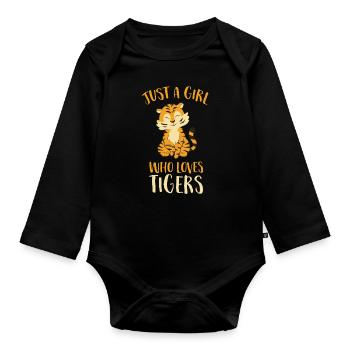 Tiger Mädchen Nur Ein Mädchen Das Tiger Liebt - Baby Bio-Langarm-Body - Schwarz - Vorne