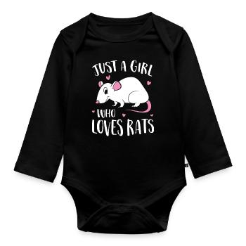 Just A Girl Who Loves Rats - Organic Longsleeve Baby Bodysuit - black - Front